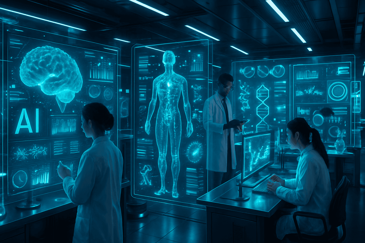 AI software development transforming life science research in a modern laboratory environment, demonstrating TotalLab’s expertise in custom digital solutions